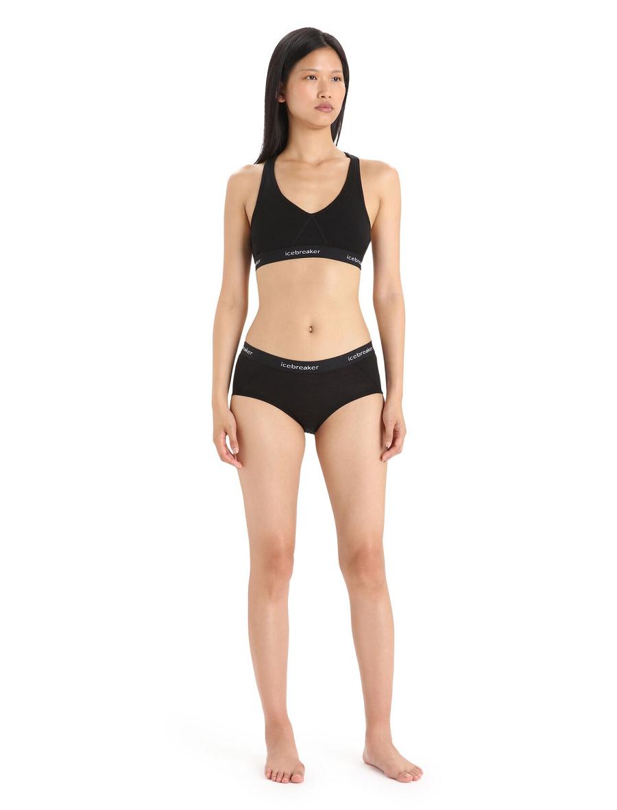 Women's Icebreaker Merino Sprite Racerback Bras Black | CA 1132WNBY